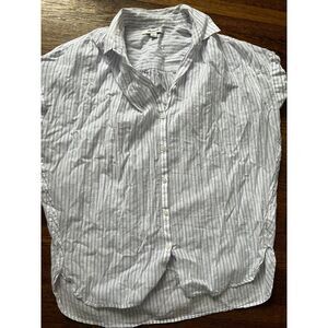 Madwell 100% Cotton Purple White Strip Oversized Button Down Tee Size XS